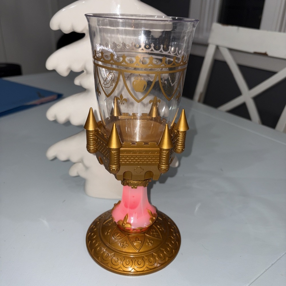 Disney Parks Beauty And The Beast Light Up Gold‎ Castle Goblet Cup Be Our Guest